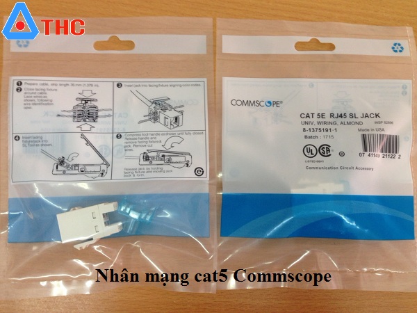 Ổ cắm mạng âm tường cat5 Commscope, nhân module jack cat6 Commscope - 2