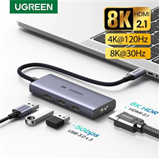 Bộ chuyển đổi USB Type C ra 3 USB 3.0 + HDMI 8K 30Hz Ugreen CM500 50629 cao cấp