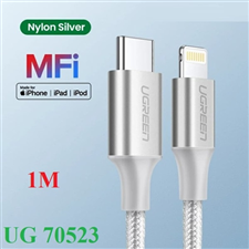 Dây, Cáp sạc, dữ liệu USB- C sang Lightning dài 1M chuẩn MFI Apple, sạc nhanh Ugreen 70523