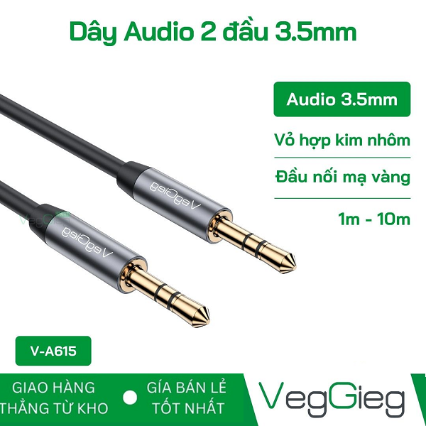 Dây VEGGIEG V-A615  Audio 2 đầu 3.5mm cao cấp