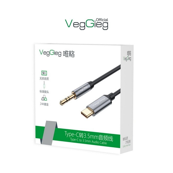 Cáp VEGGIEG V-A600 Type C sang Audio DC 3.5mm cao cấp