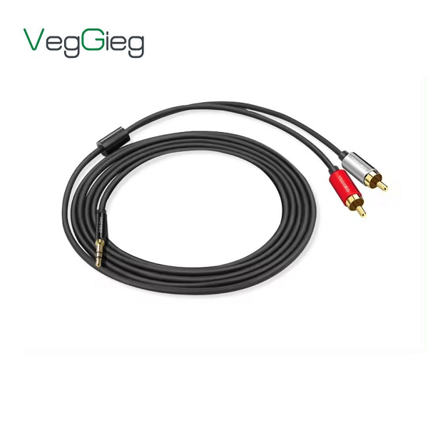 Cáp VEGGIEG V-A402 Audio 3.5mm ra 2 đầu RCA cao cấp