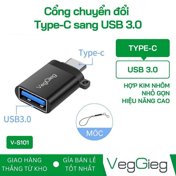 VegGieg  V-S101 Cổng Chuyển Đổi Type-C Sang USB 3.0  cao cấp