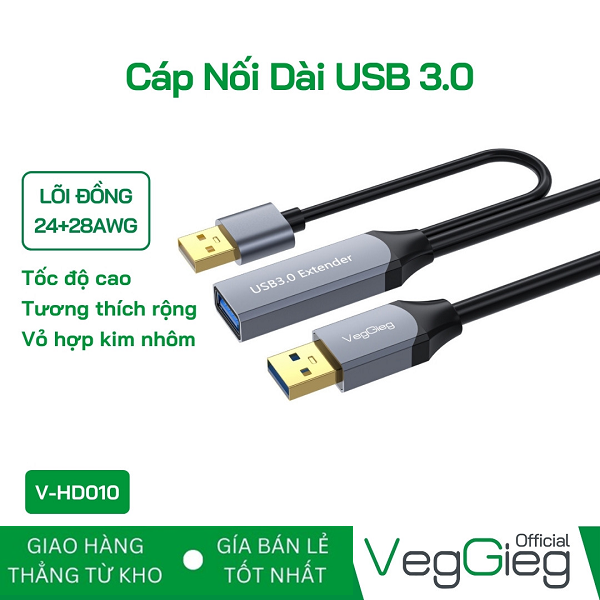 VegGieg V-U330 Cáp Nối Dài USB 3.0 - Tích Hợp Chip cao cấp