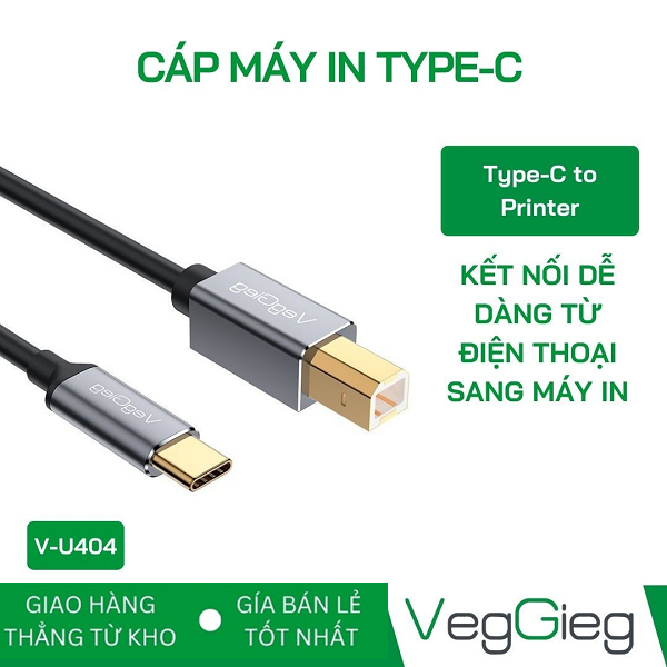 Cáp máy in Type-C VegGieg - V-U404 cao cấp