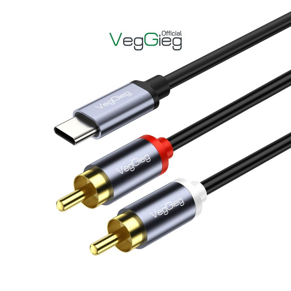 Cáp chuyển đổi VEGGIEG V-A621 TYPE-C ra 2 Audio RCA chính hãng