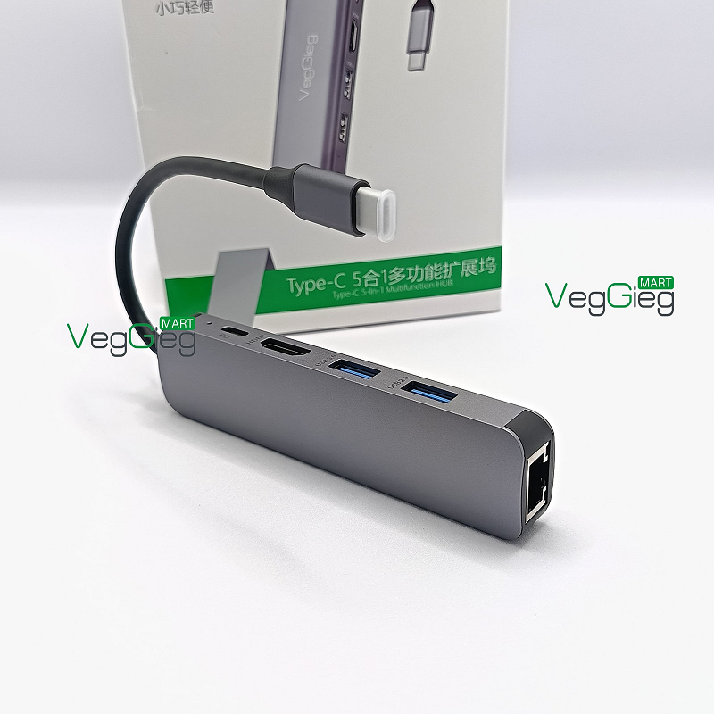 VegGieg V-TC05R Hub chuyển đổi Type C - 5 in 1 chính hãng