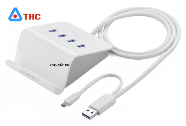 Bộ chia 4 cổng USB 3.0 hỗ trợ nguồn 5V-3A chính hãng, 