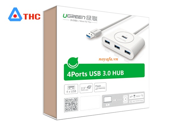 Hub USB 3.0, bộ chia 4 cổng dài 1m Ugreen UG- 20283 cao cấp