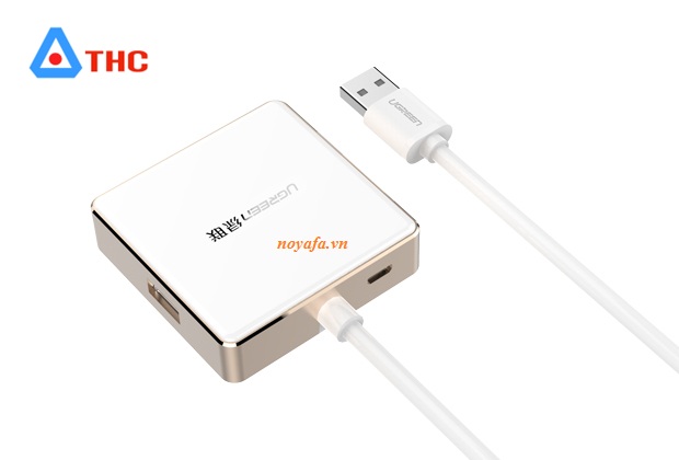 Bộ chia USB 3.0 hub 4 cổng chính hãng Ugreen 20786 (Gold), màu đen. 