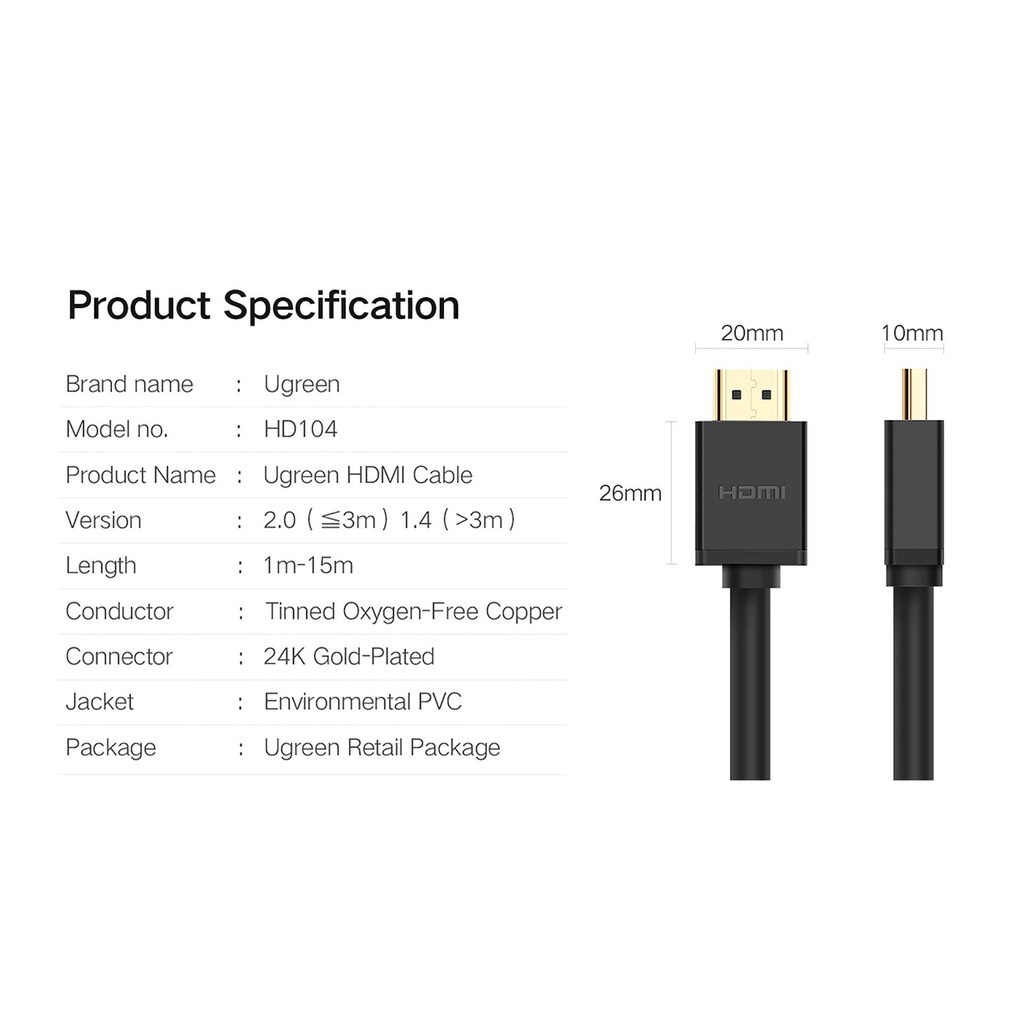 Cáp HDMI Ugreen