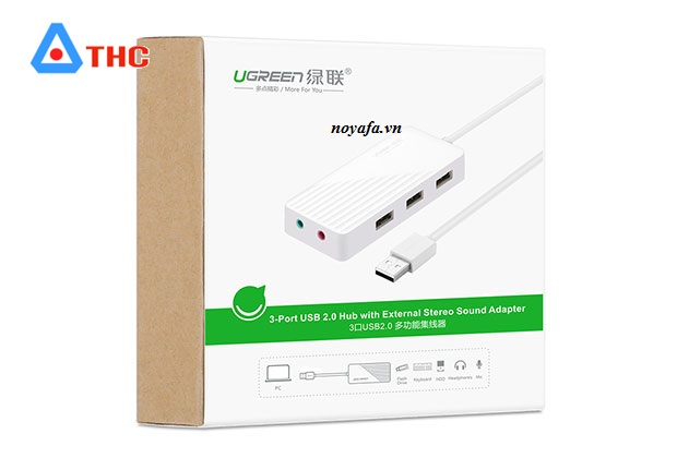 Bộ chia, hub 3 cổng USB 3.0 kèm Sound âm thanh 3.5mm Ugreen 30420