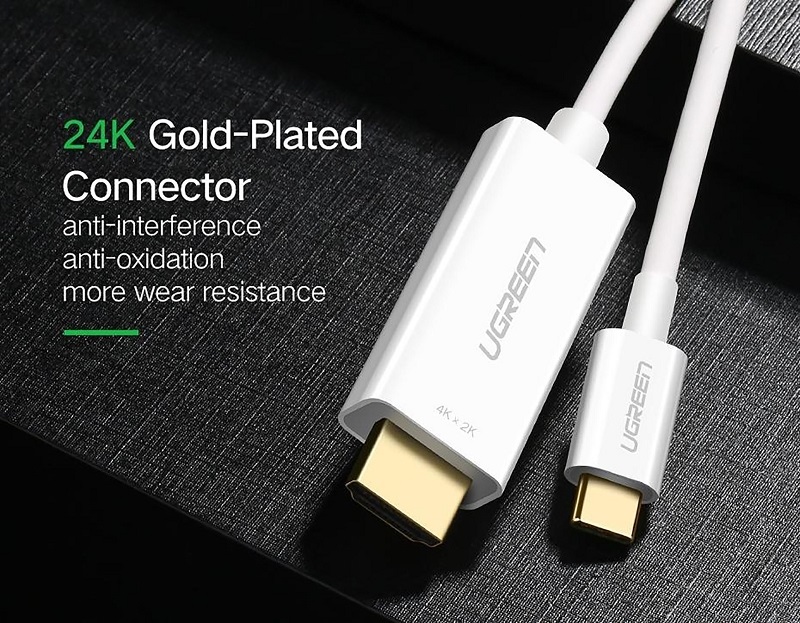 Cáp chuyển đổi USB TypeC sang HDMI 4K30HZ, có chíp, 1,5M Ugreen 30841, màu trắng xám