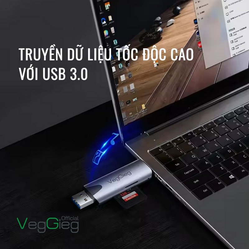 VegGieg V-C305 Đầu Đọc Thẻ Nhớ Đa Năng USB/TypeC 2in1 cao cấp