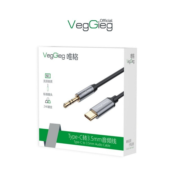 Cáp chuyển đổi VEGGIEG V-A624 Type-C sang Audio DC 3.5mm chính hãng