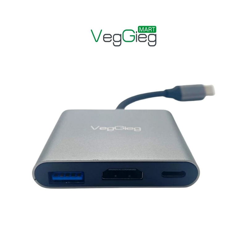 VegGieg V-TC03 HUB chuyển đổi Type-c sang HDMI/USB3.0/PD 3 in 1 chính hãng