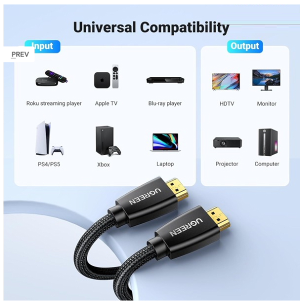 Cáp HDMI 5m Ugreen 40412 chính hãng, chuẩn 2.0