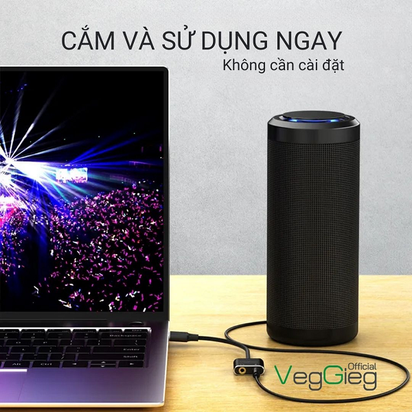 Cáp chuyển đổi VEGGIEG V-K103 USB 2.0 sang AUDIO 3.5mm + Mic chính hãng