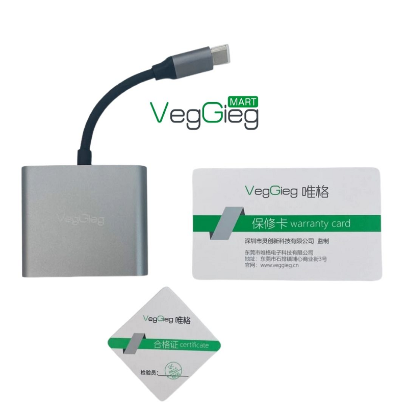 VegGieg V-TC03 HUB chuyển đổi Type-c sang HDMI/USB3.0/PD 3 in 1 chính hãng