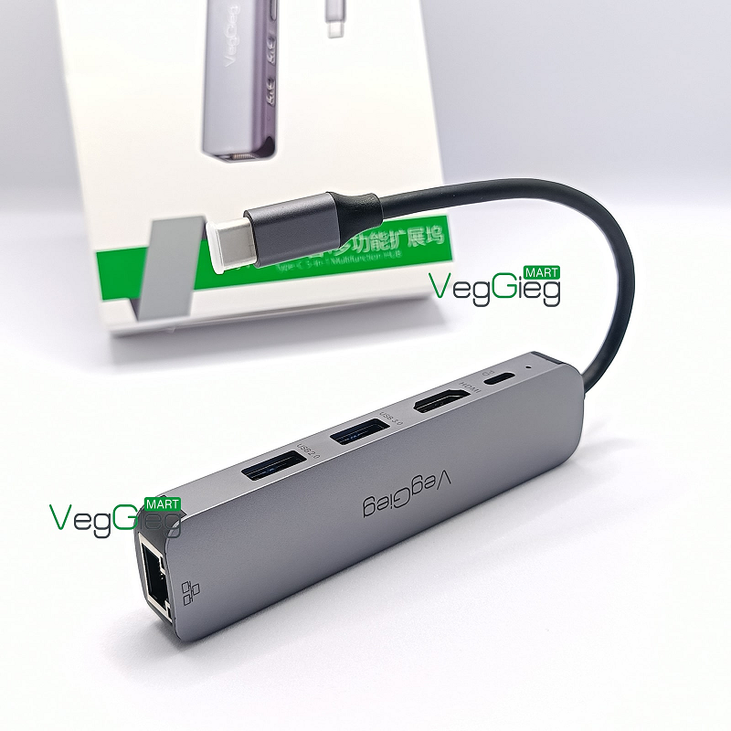 VegGieg V-TC05R Hub chuyển đổi Type C - 5 in 1 chính hãng