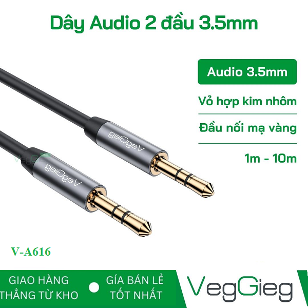 Dây VEGGIEG V-A616  Audio 2 đầu 3.5mm dài 3m cao cấp