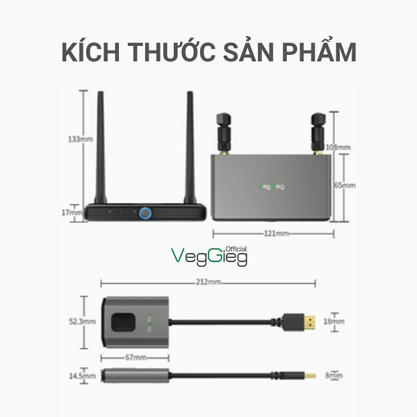 VegGieg V-Z5  Bộ Thu Phát Tín Hiệu HDMI-VGA Không Dây Chuyên Nghiệp,chính hãng