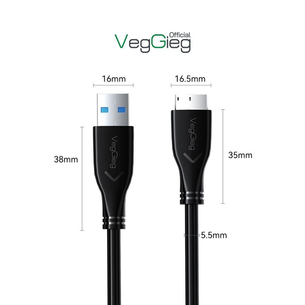 Cáp dữ liệu ổ cứng di động A-MircoB - USB 3.0 VegGieg V-U318 chính hãng