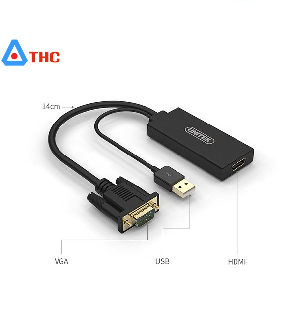 Cáp vga to hdmi Unitek 