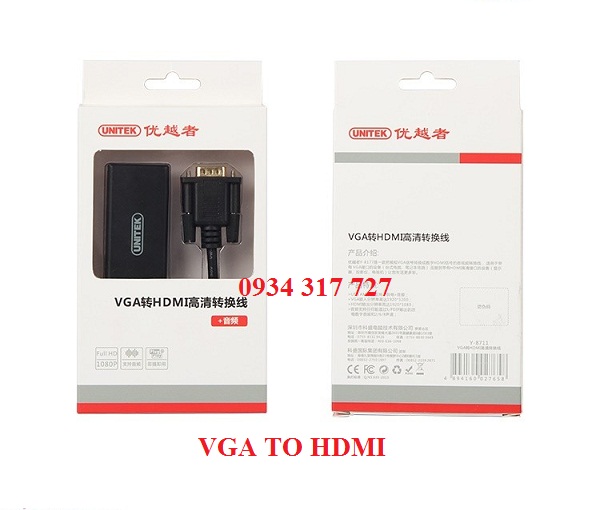 Cáp vga to HDMI Unitek 