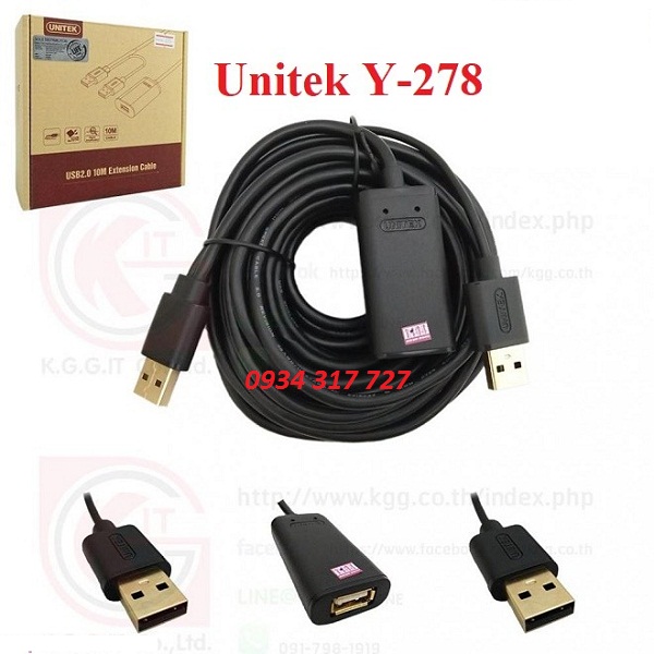 Cáp USB nối dài 2.0 10m extension unitek (Y-278) hàng chính hãng