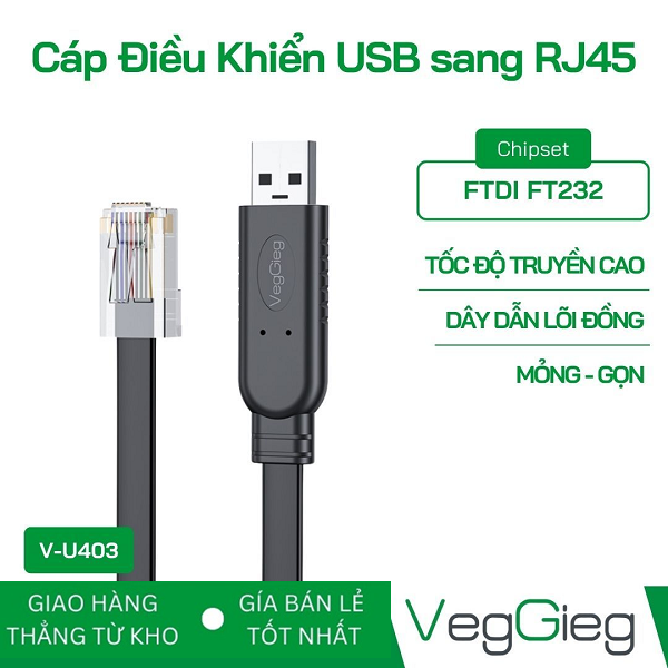 Cáp Điều Khiển USB sang RJ45 VegGieg - V-U403 cao cấp