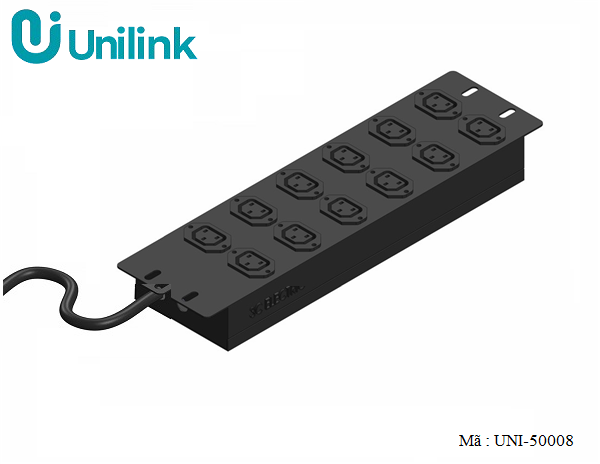 Thanh nguồn PDU 12 ổ cắm c13 công suất 20A, có dây ra 3M UNI-50008 Unilink