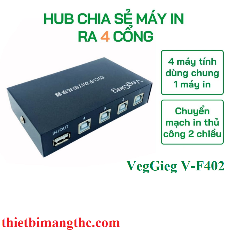 VegGieg V-F402 Hub chia sẻ máy ra 4 cổng cao cấp