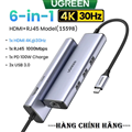 Bộ chuyển đổi Hub USB-C đa năng 6 in 1 Ugreen 15598 (HDMI 4K@30Hz + 3x USB 3.0 +