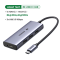 Bộ chuyển đổi USB Type C ra 3 × USB 3.0 + HDMI 8K 30Hz 15cm Ugreen CM500 50629 c