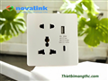 Bộ ổ cắm điện sạc nhanh Novalink NV-SW1AC (Điện+ USBA +C) cao cấp