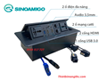 Bộ Ổ điện âm bàn họp đa năng Sinoamigo STS-201GST-B (Balck) cao cấp