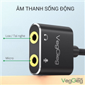 Cáp chuyển đổi VEGGIEG V-K103 USB 2.0 sang AUDIO 3.5mm + Mic chính hãng