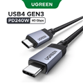Cáp dữ liệu sạc USB-C 240W/48V-5A dài 1M 40Gbps, USB4 Gen3 8K@60hz, 4K@120hz (DP