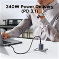 Cáp dữ liệu sạc USB-C 240W/48V-5A dài 1M 40Gbps, USB4 Gen3 8K@60hz, 4K@120hz (DP