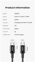Cáp sạc nhanh, truyền dữ liệu dài 1M UGREEN 4.0/3.0 5A 100W USB C US300 80371 ca