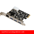 Card PCI-E ra 3 cổng USB 3.0 + LAN 10/100/1000Mbps cao cấp