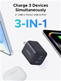 Củ sạc nhanh GaN 45W Ugreen 65155B X527, 3 cổng USB-C x2, USB-A Hỗ trợ QC4+, PD3