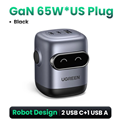 Củ sạc nhanh hình Robot 65W 3 cổng 2C-1A Ugreen 45001 chân cắm (US Plug) cao cấp