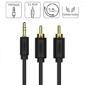 Dây, Cáp âm thanh 3.5mm ra 2 hoa sen RCA dài 15M Unitek C9025BK cao cấp