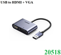 Dây, Cáp chuyển đổi USB 3.0 sang HDMI + VGA 1080P/60Hz Ugreen 20518 cao cấp
