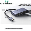Dây, Cáp chuyển đổi USB 3.0 sang HDMI + VGA 1080P/60Hz Ugreen 20518 cao cấp