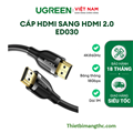 Dây, cáp HDMI 2.0 dài 1m hỗ trợ 4K@60Hz Ugreen 35172 cao cấp