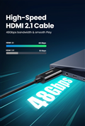 Dây, Cáp HDMI 2.1 sợi quang 15m hỗ trợ 8K/60Hz, 4K/120Hz chính hãng Ugreen 80407