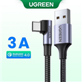 Dây, Cáp sạc dữ liệu USB sang USB Type-C bẻ góc 90 độ dài 2M Ugreen 50942 cao cấ